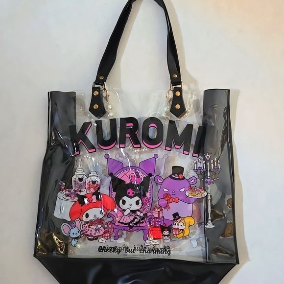 Sanrio 2023 Kuromi "Cheeky But Charming" Blk & Purple Tote Bag 12"x11"x4" - Picture 2 of 3